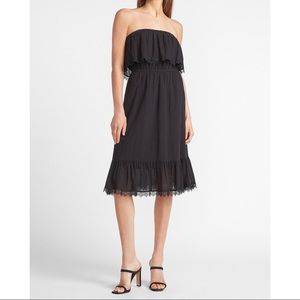 EXPRESS Strapless Lace Trim Midi Dress